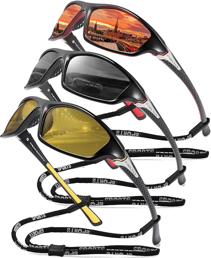 FAGUMA Sports Polarized Sunglasses For Men Cycling Driving Fishing UV400 Protection-StrideForce Fitness