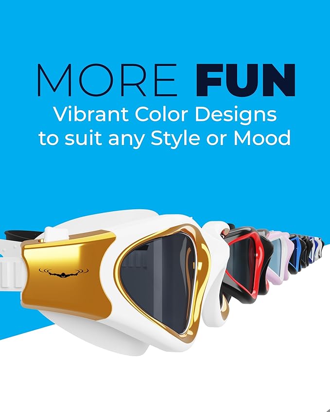 AqtivAqua Swimming Goggles, DX Wide View Swim Goggles for Adult Men Women, Anti Fog No Leaking-StrideForce Fitness