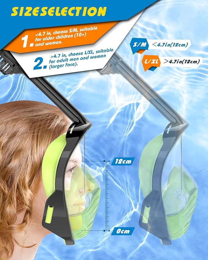 QingSong Full Face Snorkel Mask for Adults, Snorkeling Gear with Camera Mount, 180 Degree Panoramic View Snorkel Set Anti-Fog Anti-Leak-StrideForce Fitness