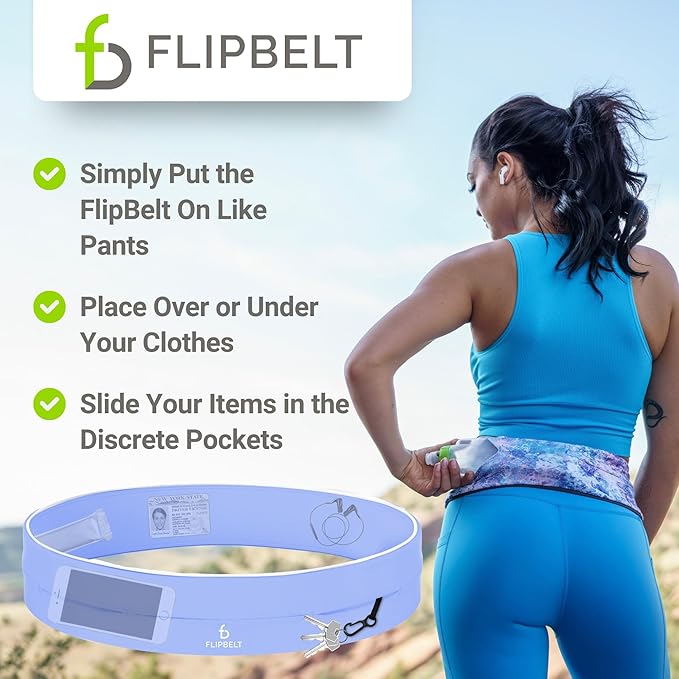 FlipBelt Classic Running Belt, Running Fanny Pack for Women and Men, USA Company-StrideForce Fitness