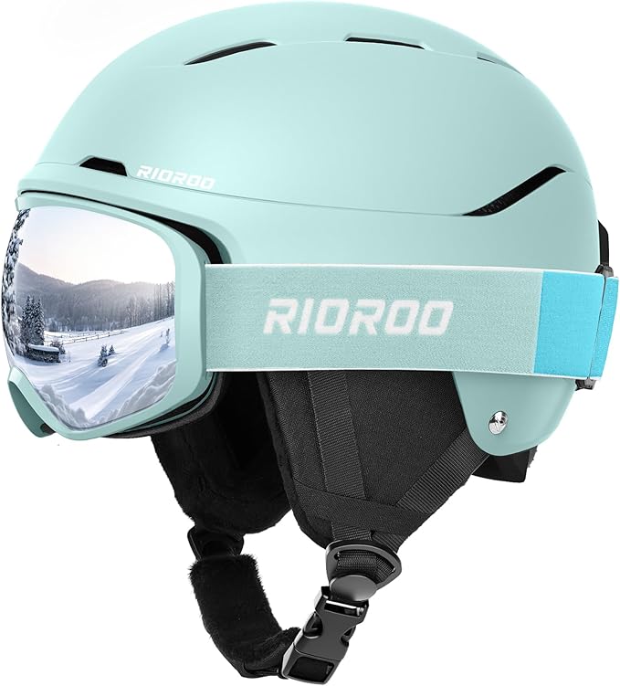 Ski Helmet and Goggles Set, Snowboard Helmet Goggles for Men Women & Youth, Shockproof Snow Helmet Anti Fog OTG Snow Goggles for Skiing Snowboarding-StrideForce Fitness