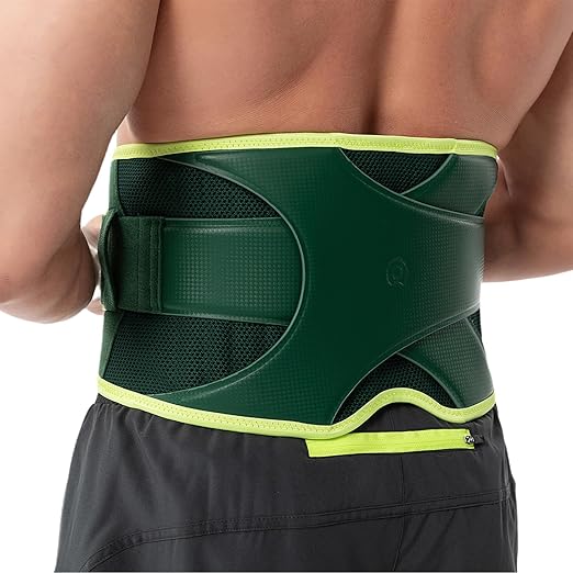 Back Brace for Lower Back Pain Relief, 8X Powerful Support System,Lumbar Support Belt for Men & Women Ergonomic 3D knitted Design with Adjustable Strap for Fitness Running Home Pilates Green L-StrideForce Fitness