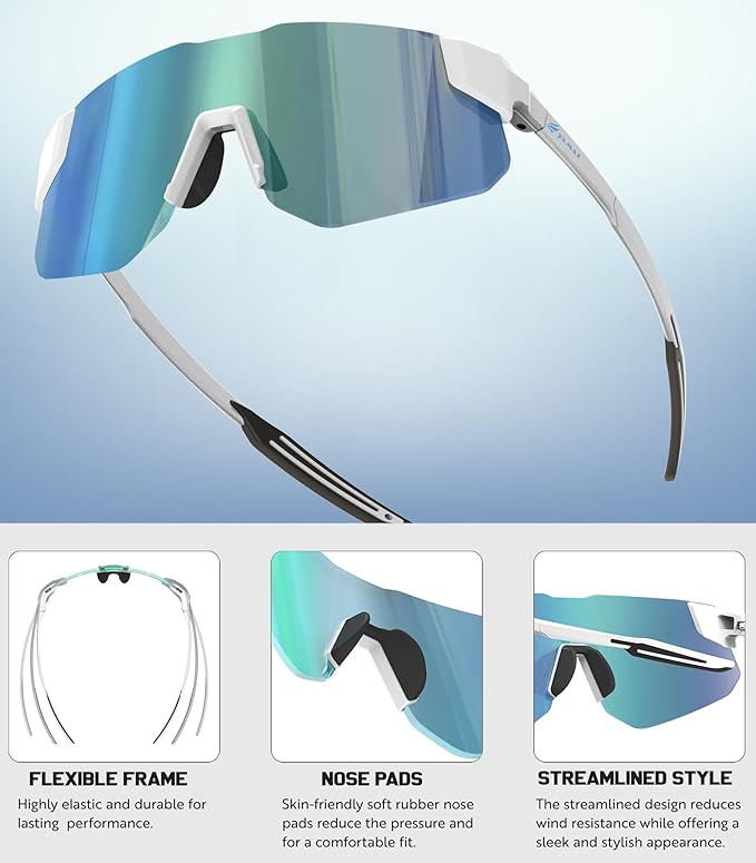 YAMAS Sport Sunglasses for Mens Womens, Wrap around Sunglasses, Non-Slip Nose Pads for Climbing and Running, UV400 Protection-StrideForce Fitness