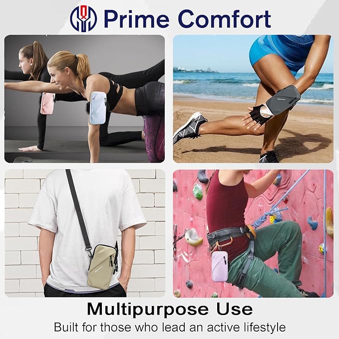 Cell Phone Armbands Running Phone Holder Armband, Phone Holder for Walking, Shoulder Holster Phone Purse Crossbody Bag Phone Pouch (Khaki)-StrideForce Fitness