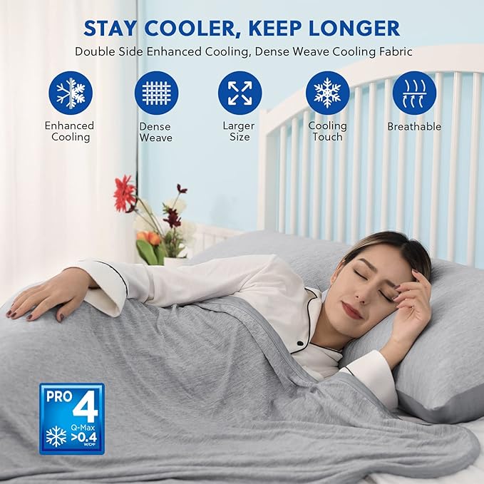 HOMFINE Cooling Blankets for Hot Sleepers - Summer Blanket Thin Lightweight Breathable Soft Double Side Enhanced Cooling for Bed Couch Sofa, Keep Cool for Night Sweats (Grey, 60 x 80 inches)-StrideForce Fitness