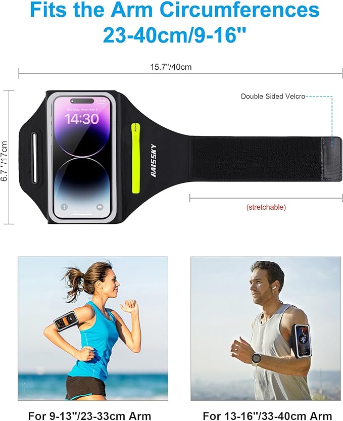 Arm Band for Phone for Running with Foldable Straps, 6.9‘’ Running Armband Phone Holder for iPhone 16 15 14 13 12 11 Pro Max Galaxy Pixel, Running Essentials for Women with Car Home Key Earphone Bag-StrideForce Fitness