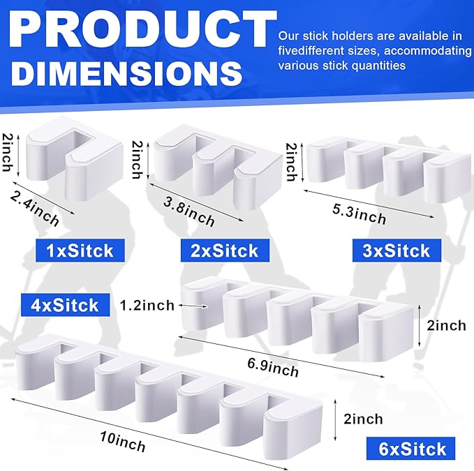 Yousoontic Hockey Stick Holder Wall Mount, 1-6 Stick Capacity, Ice and Field Hockey Organizer (Decor & Storage 2-in-1) for Home Garage Room Office Sports Decoration-StrideForce Fitness