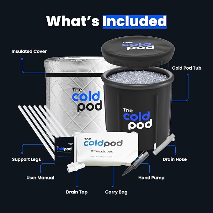The Cold Pod Insulated Cold Plunge Tub Bundle - 85Gal Ice Bath Round Tubs with Energy Saving Multi-Layer Cover - Chiller Compatible&Silver Reflective-StrideForce Fitness