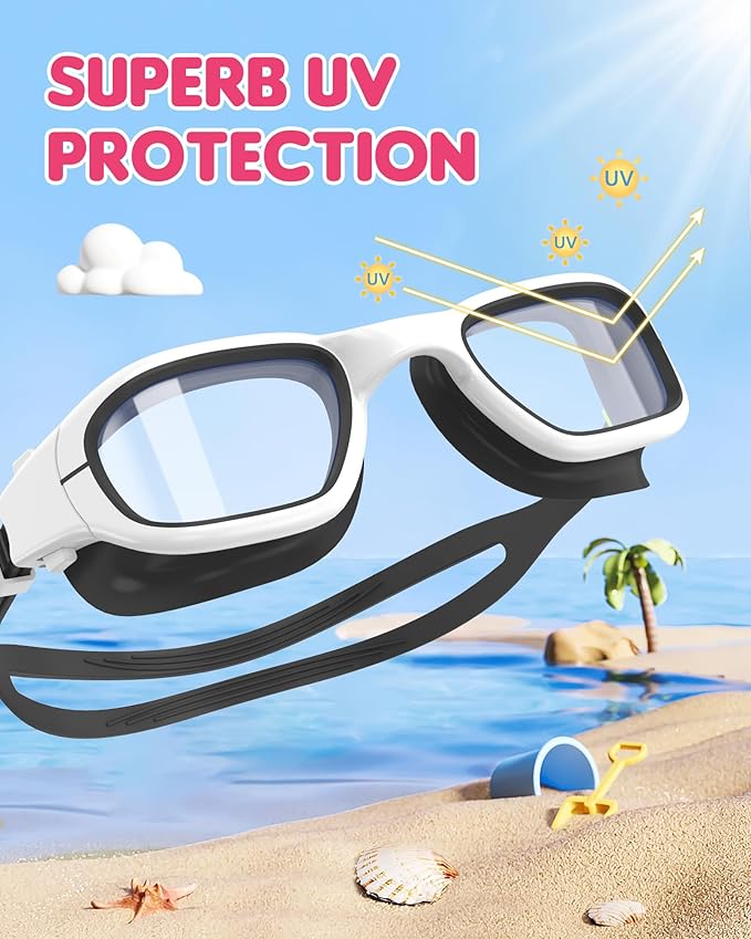 Kids Swim Goggles,Swimming Goggles for Kids 6-14, Anti-Fog UV Protection Pool Glasses for Boys Girls-StrideForce Fitness