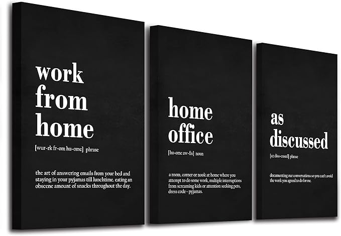 Framed Office Decor Canvas Wall Art Positive Quote - Office Black Large Wall Art, Quotes Poster, Positive Motivational Artwork Set of 3 Prints, Inspirational Wall Art Painting-StrideForce Fitness