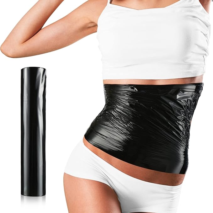 60 Meters Black Osmotic Plastic Body Wrap, Workout and Sweat Enhancer Stomach Wrap Body Wrap Film Applicator Power Wrap(1 Roll)-StrideForce Fitness