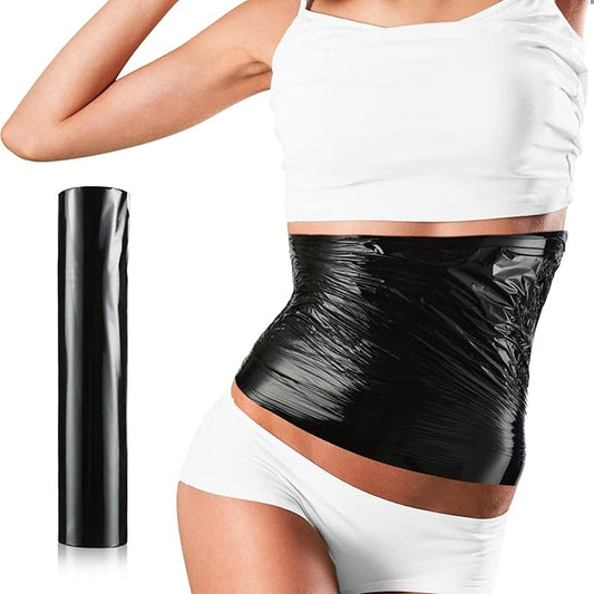 60 Meters Black Osmotic Plastic Body Wrap, Workout and Sweat Enhancer Stomach Wrap Body Wrap Film Applicator Power Wrap(1 Roll)-StrideForce Fitness
