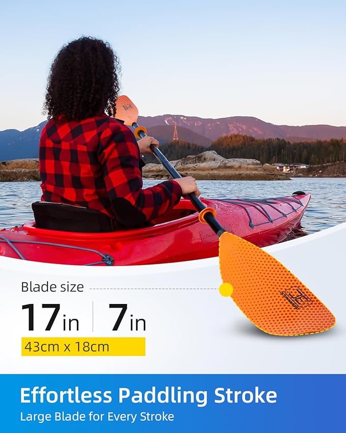 OCEANBROAD Kayak Paddle 86in/218cm, 90.5in/230cm Alloy Shaft 2-Piece Floatable Kayak Oar for Kayaking Canoeing Boating-StrideForce Fitness