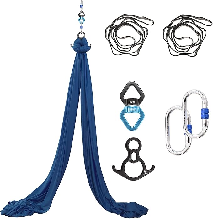 Aerial Silks Yoga Swing Set - 9/11 Yards Aerial Yoga Hammock Kit Anti-Gravity Flying for Fitness, Low/Non Stretch Nylon Tricot Fabric Hardware Included for Dance-StrideForce Fitness