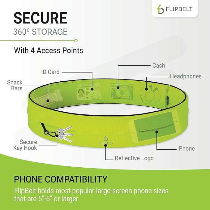 FlipBelt Classic Running Belt, Running Fanny Pack for Women and Men, USA Company-StrideForce Fitness