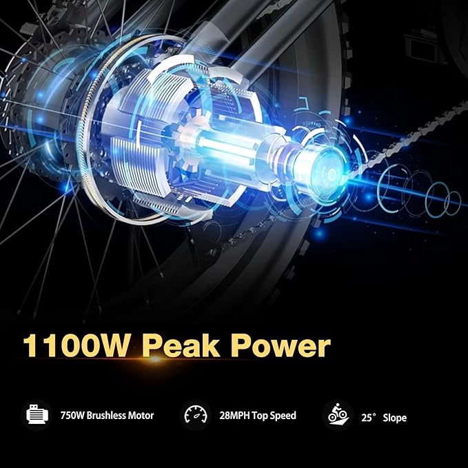 Fat Tire Folding Electric Bike, 48V & 624Wh Lithium Removable Battery, Peak 1100W Brushless Motor, Max Speed 28Mph, M5 Large LCD Display, Suspension, Step-Over/Thru Frame-StrideForce Fitness