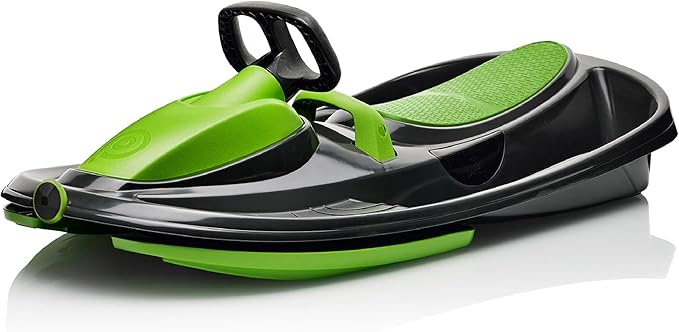 Snow Sled for Kids, Adults - Toboggan Sled, Easy Turning Steering Wheel, Anti-Slip Seat, Pull Up Brake, Durable Plastic Sled, Lightweight, Snow Sleds, Age 3+ 260 lbs-StrideForce Fitness