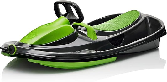 Snow Sled for Kids, Adults - Toboggan Sled, Easy Turning Steering Wheel, Anti-Slip Seat, Pull Up Brake, Durable Plastic Sled, Lightweight, Snow Sleds, Age 3+ 260 lbs-StrideForce Fitness