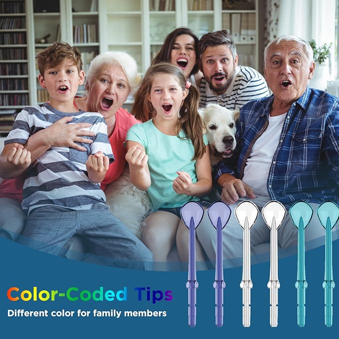 Replacement Heads for Waterpik, Replacement Picks for Water Pik Water Flosser (6 Tongue Cleaner Tips + Storage Case)