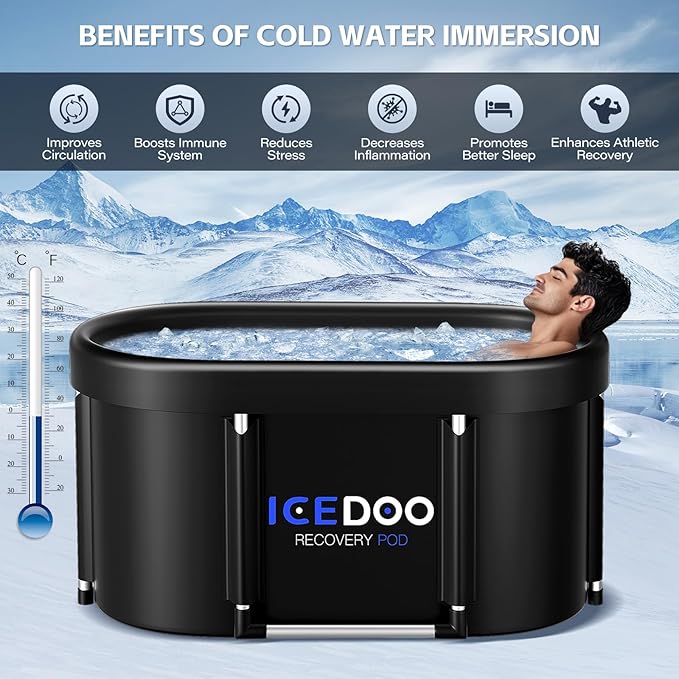 New Upgrade XL 139-Gallon Oval Ice Bath Tub - 6 Layered Portable Bathtub, Drop-In Bathtubs Foldable with Cover Cold Plunge Tub for Athletes, Home Gym, Outdoor Recovery Use.-StrideForce Fitness