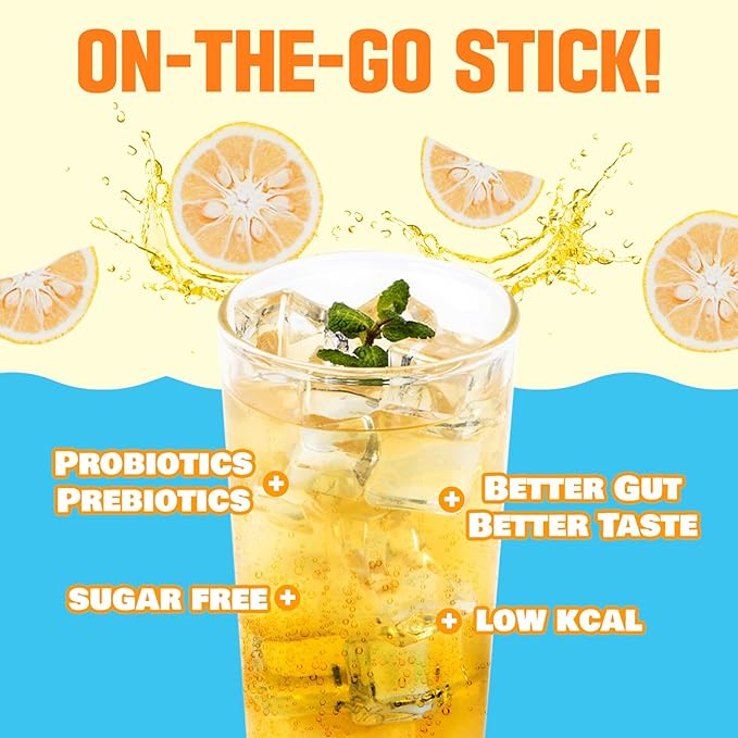 TEAZEN Citron Kombucha Tea, Hydration Drink Mix, Sugar Free, Live Probiotics & Prebiotics, 10 Sticks, 1.76oz-StrideForce Fitness