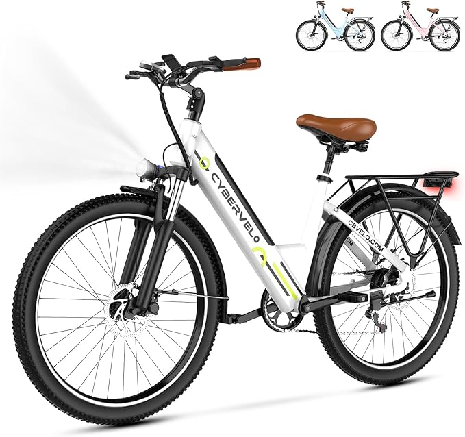1000 Peak Electric Bike for Adults,up 80 Miles Removable Battery Ebike, 26" Electric E Bike with 7-Speed,Adult Electric Bicycles for Commute Beach Snow Womens All Terrain-StrideForce Fitness