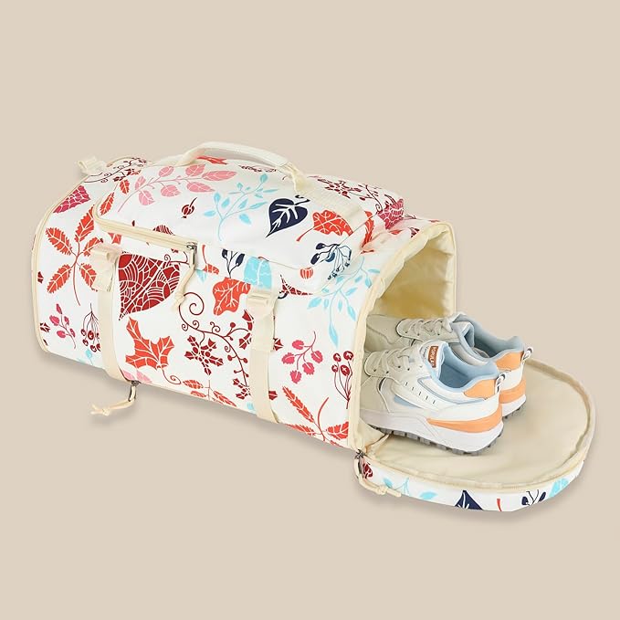 Kalesi Floral Gym Duffle Bag Backpack 4 ways for Women Waterproof with Shoes Compartment for travel Sport Hiking laptop Lightweight, XL-StrideForce Fitness