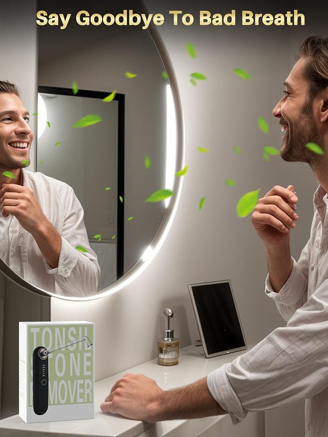 Voraiya Tonsil Stone Removal Vacuum Kit with 5 Mode Suction, 10 in 1 Electronic, Oral Irrigator, Tongue Scraper, Oral lamp & 5X Magnifying Mirror Included for Fresh Breath