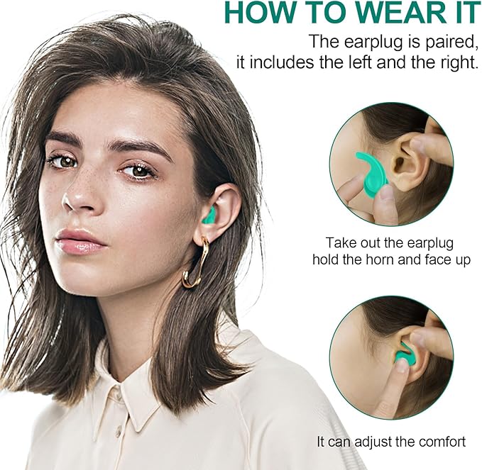 Swimming Ear Plugs for Adults,3 Pairs Waterproof Reusable Silicone Swim Earplugs for Swimming Surfing Snorkeling Showering and Water Pool,Beach,Ocean (Adults & Teens 14+)-StrideForce Fitness