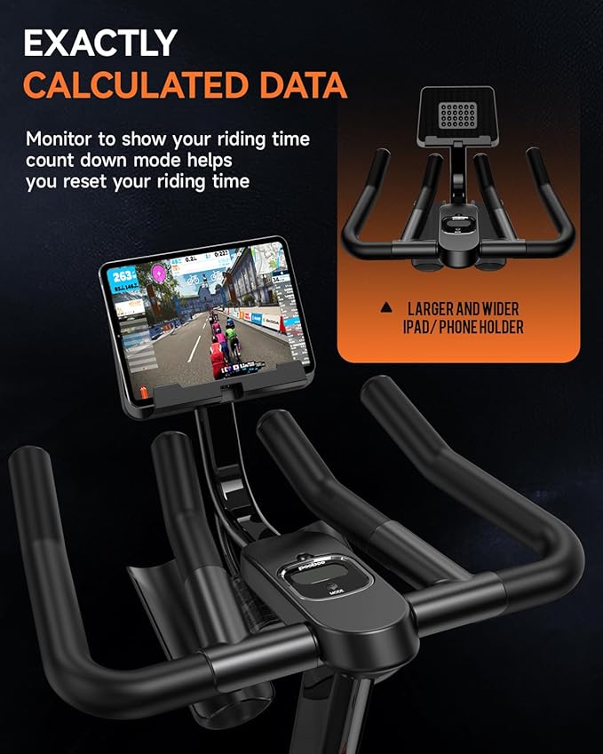 pooboo Exercise Bike, Adjustable Magnetic/Brake Pad Resistance Silent Belt Drive, Indoor Cycling Bike for Home Cardio, Fitness Stationary Bike with 350lbs/300lbs Weight Capacity &Upgraded Version Seat-StrideForce Fitness