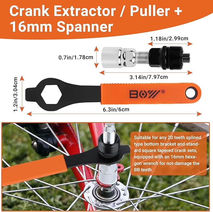 FOUUAAOOU Bike Tools Kit, Has 3 in 1 Bike Cassette Removal Tool, Bike Pedal Wrench, Bicycle Crank Removal Tool, Bottom Bracket Remover and Rotor Lockring Removal Tool, Bike Repair Tool Set-StrideForce Fitness