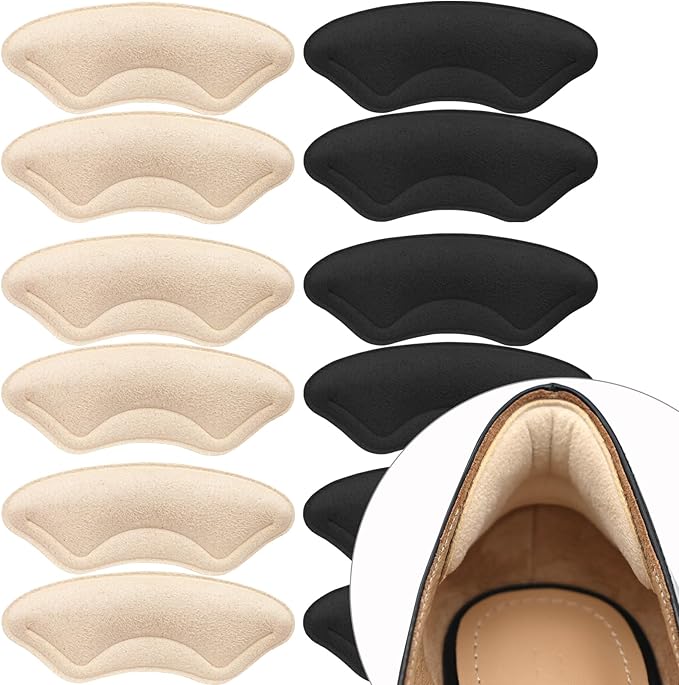 6 Pairs Comfowner Heel Cushion Pads, Comfort Shoe Grips Snugs for Big Shoes Loose Blisters and Pain, Protectors Liners Men Women-StrideForce Fitness