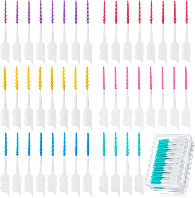 1200PCS Silica Gel Toothpick Interdental Brushes Dual-Use Soft Disposable Dental Picks Floss with Carry Case Portable Travel Teeth Cleaning Toothpick Tools for Adults Children Oral Care