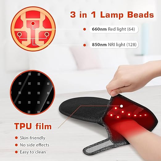 Red Light Therapy Device for Hands, Infrared-Light-Therapy-Gloves Finger Wrist, Led Near Infrared Carpal Tunnel-StrideForce Fitness