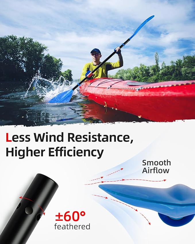 Abahub Adjustable Kayak Paddle 210-230 cm/ 230-250 cm Floating Kayaking Oars Boating Oars Canoeing Oars Black-StrideForce Fitness