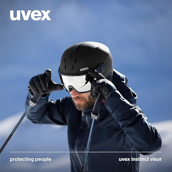uvex Instinct Visor - Adjustable ski & Snowboard Helmet with Integrated Visor for Women & Men - Black Matte - Small-StrideForce Fitness
