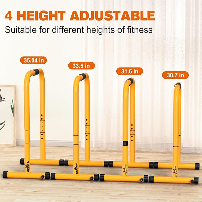 RELIFE REBUILD YOUR LIFE Dip Station Functional Heavy Duty Dip Stands Fitness Workout Dip bar Station Stabilizer Parallette Push Up Stand-StrideForce Fitness