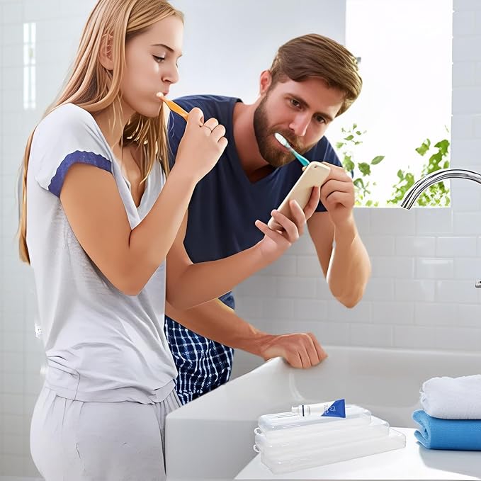 9 Pcs Tongue Scraper Case, Portable Clear Tongue Scraper Travel Case, Transparent Appearance, Easy to Open and Close, Not Easy to Break, Can Accommodate Dental Floss, Toothbrush, Small Teaspoon