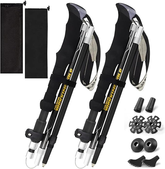 Trekking Poles Lightweight Collapsible Hiking Poles Folding Aluminum Walking Sticks 2 Pack Walking Sticks for Hiking-StrideForce Fitness