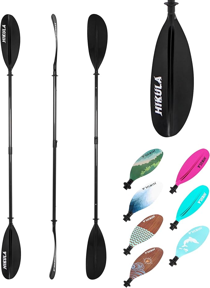 Adjustable Kayak Paddle with Carbon Shaft and PP Blade Available in 220-230/220-240/230-250cm Floating Lightweight Kayak Oars with Original Pattern-StrideForce Fitness