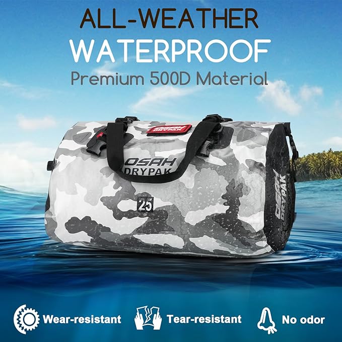 Waterproof Duffel Bag - Motorcycle Dry Bag Tail Bag with Large Storage Space, Waterproof Luggage Duffle Bags with Outer Mesh Zipper Pocket for Camping, Kayaking, Fishing & Traveling-StrideForce Fitness