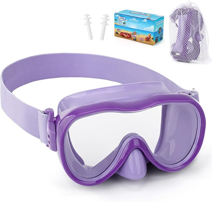 Kids Swim Goggles with Nose Cover, Anti-Leak Swim Mask with Elastic Fabric Strap, UV Protection Swimming Goggles for Kids-StrideForce Fitness