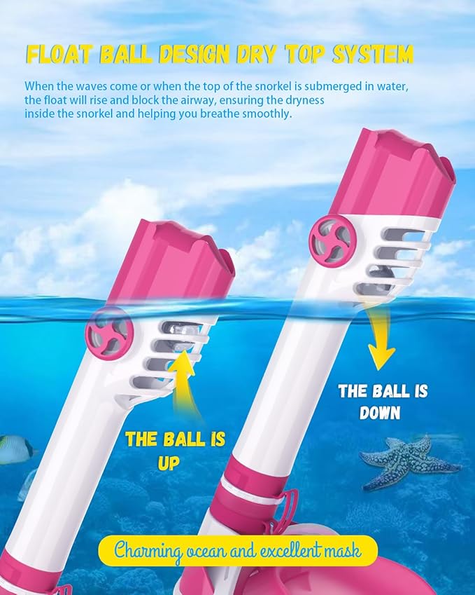 W WSTOO Kids Full Face Snorkel Masks,Suitable for Beginners Dry Top Snorkeling Gear,Can Your Mouth or Nose to Breathe,180 Degrees Panoramic View,Anti-Fog Anti-Leak,Summer Travel and Vacationing Gifts-StrideForce Fitness