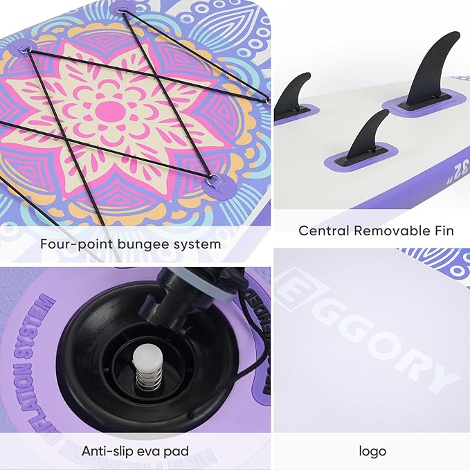 Inflatable Paddle Board,Stand Up Paddle Board Set, Extra Wide SUP Board with Removable Fin, Floating Paddle, Hand Pump, Waterproof Phone Pouch,Traveling Board-StrideForce Fitness