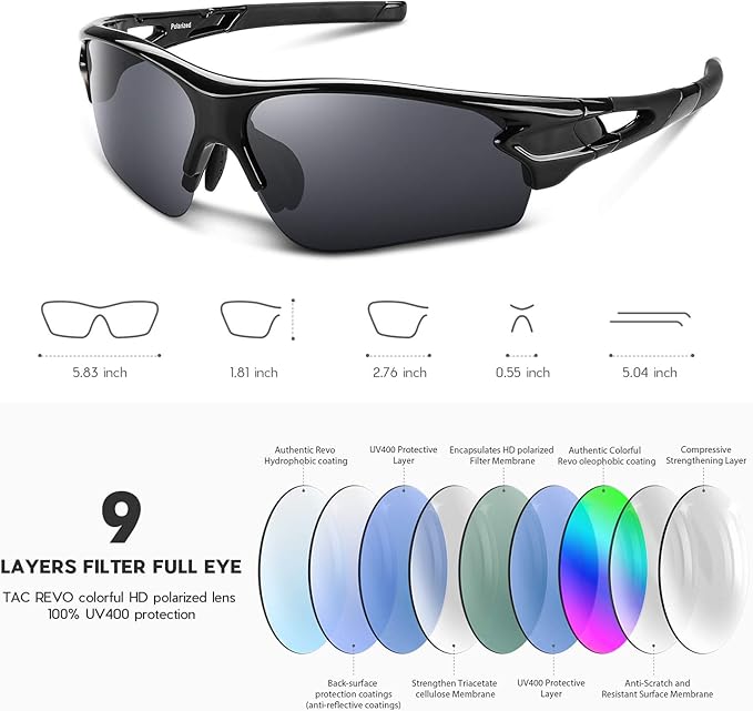 BEACOOL Polarized Sports Sunglasses for Men Women Youth Baseball Fishing Cycling Running Golf Motorcycle Tac Glasses UV400-StrideForce Fitness