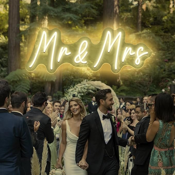 Mr&Mrs LED Neon Sign Wedding & Reception Decor Illuminating Wall Art New Couples Gift Cool LED Sign with 5V Power Supply-StrideForce Fitness