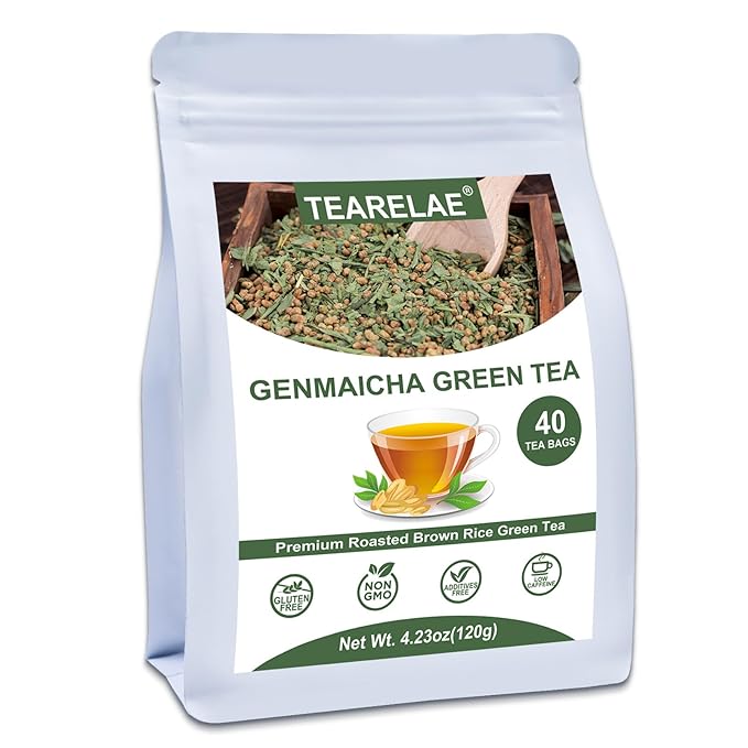 TEARELAE - Genmaicha Tea, 40 Count - Genmaicha Green Tea with Roasted Rice - Smooth Flavor - Non-GMO - Low Caffeine-StrideForce Fitness