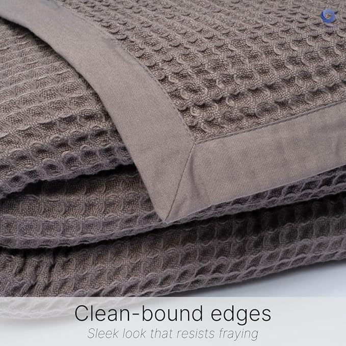 GOTS Certified Organic Cotton Waffle Weave Blanket, King Bed Blanket,108"X90" Cozy Throw Blanket for Couch, Modern Home Decor, Throw Blankets,Waffle Blanket, Soft Bed Blankets -Charcoal Grey-StrideForce Fitness