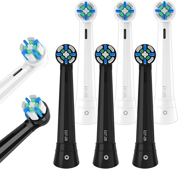 8 Pack IO Replacement Brush Heads Compatible with Oral B iO 2/3/4/5/6/7/8/9/10/Deep Clean Series Electric Toothbrushes, IO Brush Head for Teeth Cleaning (Black/White)
