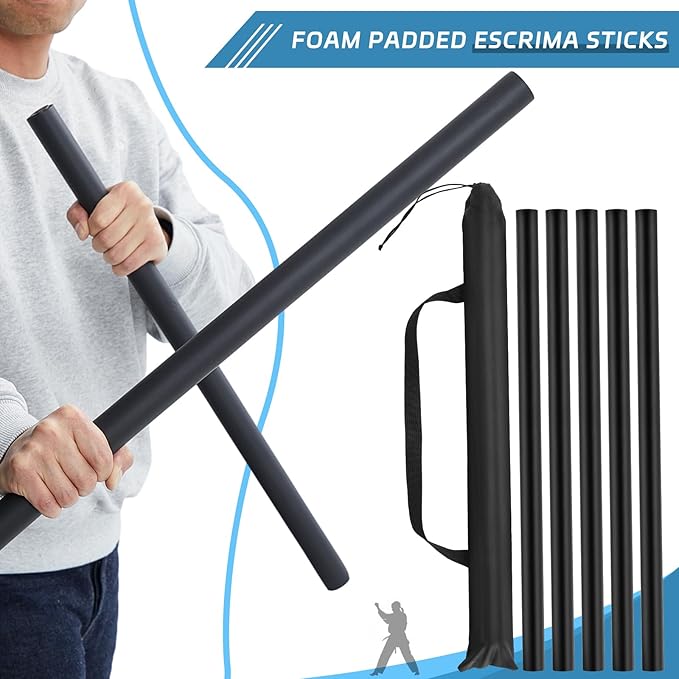 8 Pieces 23.6 Inches Foam Padded Escrima Sticks for Safe Practice Training Martial Arts and Karate with 4 Carry Bag Case-StrideForce Fitness